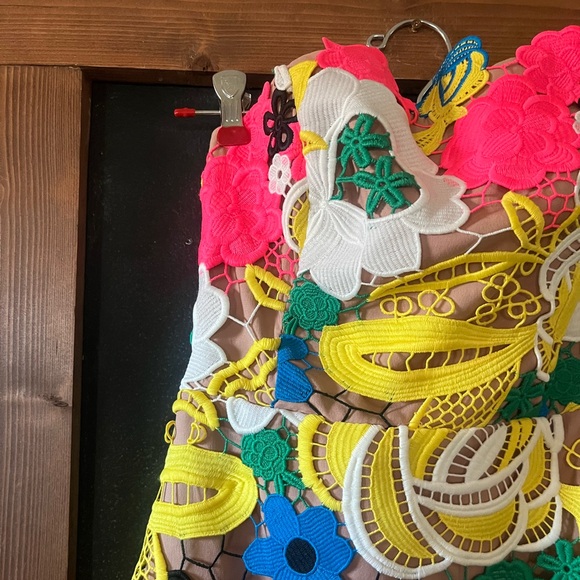 Milly Strapless Dress in Pink, Yellow, and Blue Floral - Picture 3 of 6